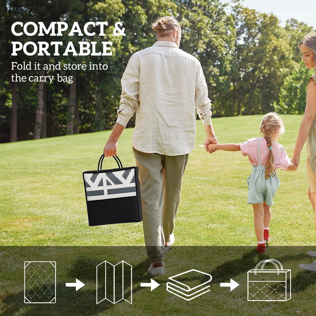 Outsunny Dywan zewnętrzny trwały i odporny na warunki atmosferyczne, dywan w stylu Boho do salonu, balkonu