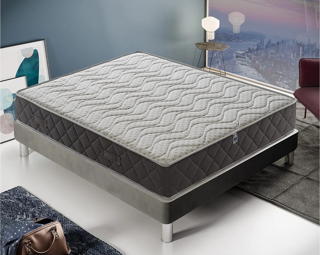 Materac 180x200 - Pianka Memory - Grubość 21 cm - Srebrny Bezpieczny