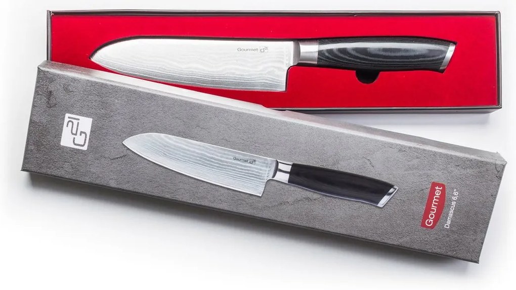 Zestaw noży G21 Gourmet Damascus w bambusowym bloku 5 szt. + kamień do ostrzenia