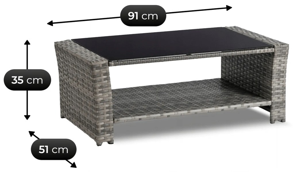 Zestaw Mebli Ogrodowych DOVER Szary Sofa Fotele Stolik Tarasowy Technorattan Nowoczesny