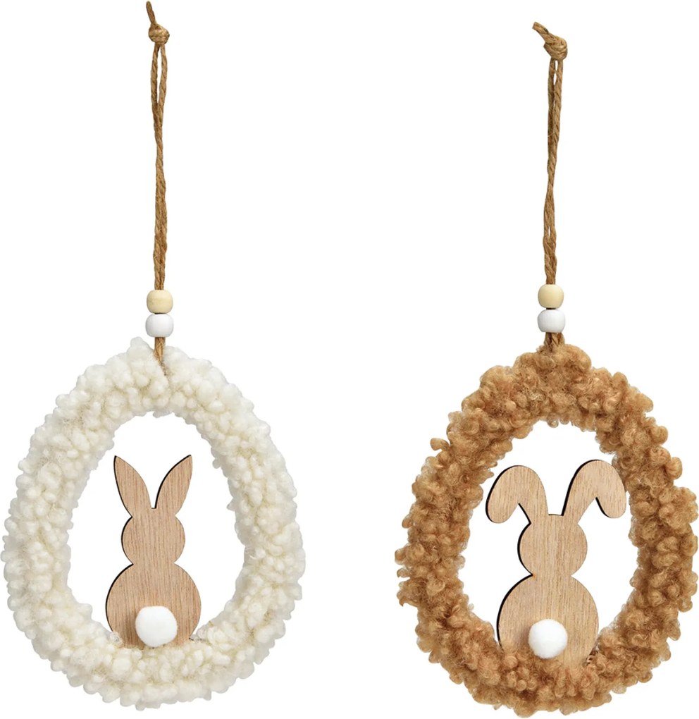 Wiszące drewniane jajko BUNNYA - różne kolory Kolor: Brązowy