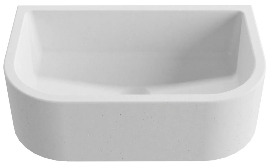 Umywalka betonowa półokrągła wisząca / nablatowa bez otworu na baterię 49 x 30 cm PALANGA | różne kolory : Kolor - Biały (beton), Typ montażu - nablatowa