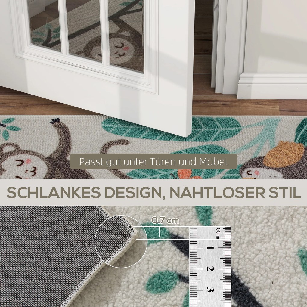 HOMCOM Fleece-Dywan z Wzorem Dżungli, łatwy w pielęgnacji, Kremowy+Bunt