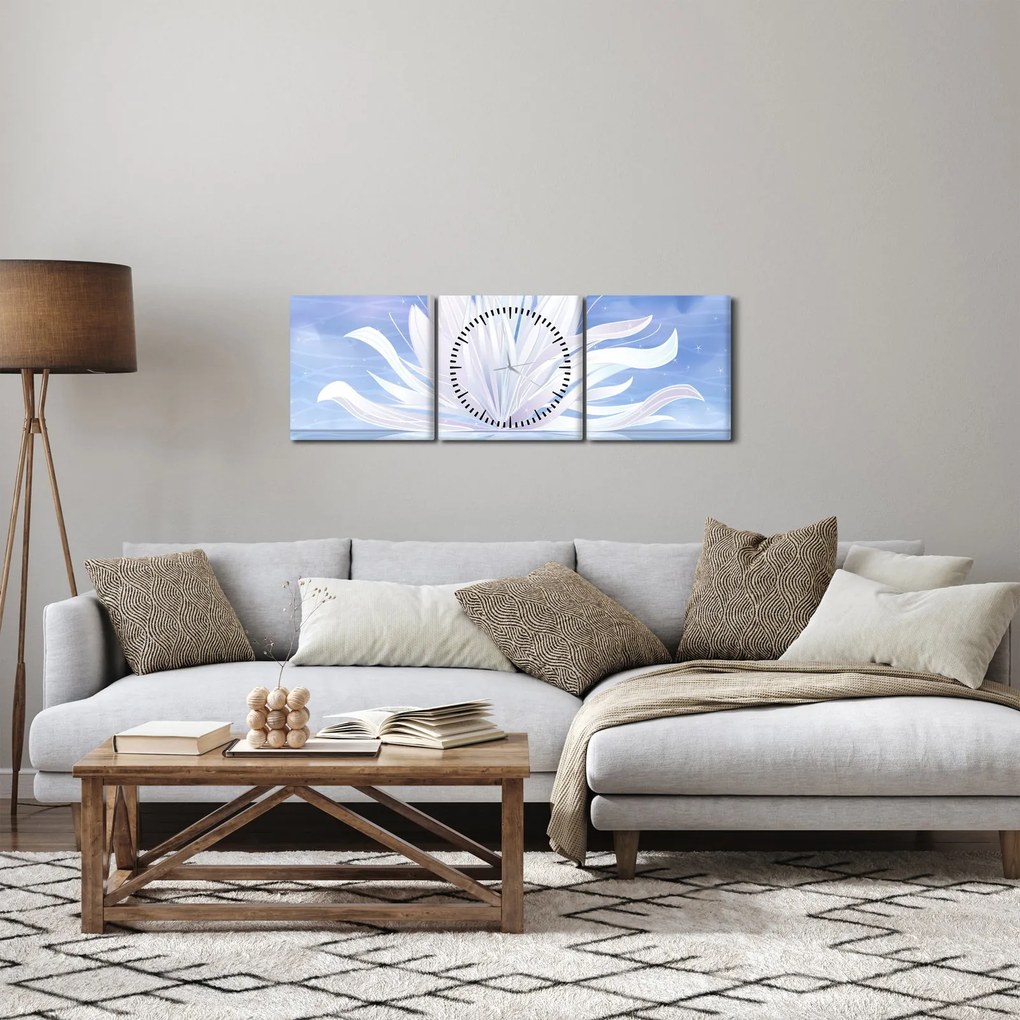 Obraz - Kwiat lotosu (z zegarem) (90x30 cm)