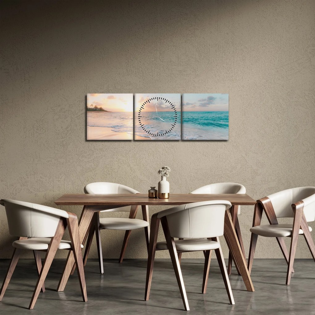 Obraz - Wymarzona plaża (z zegarem) (90x30 cm)