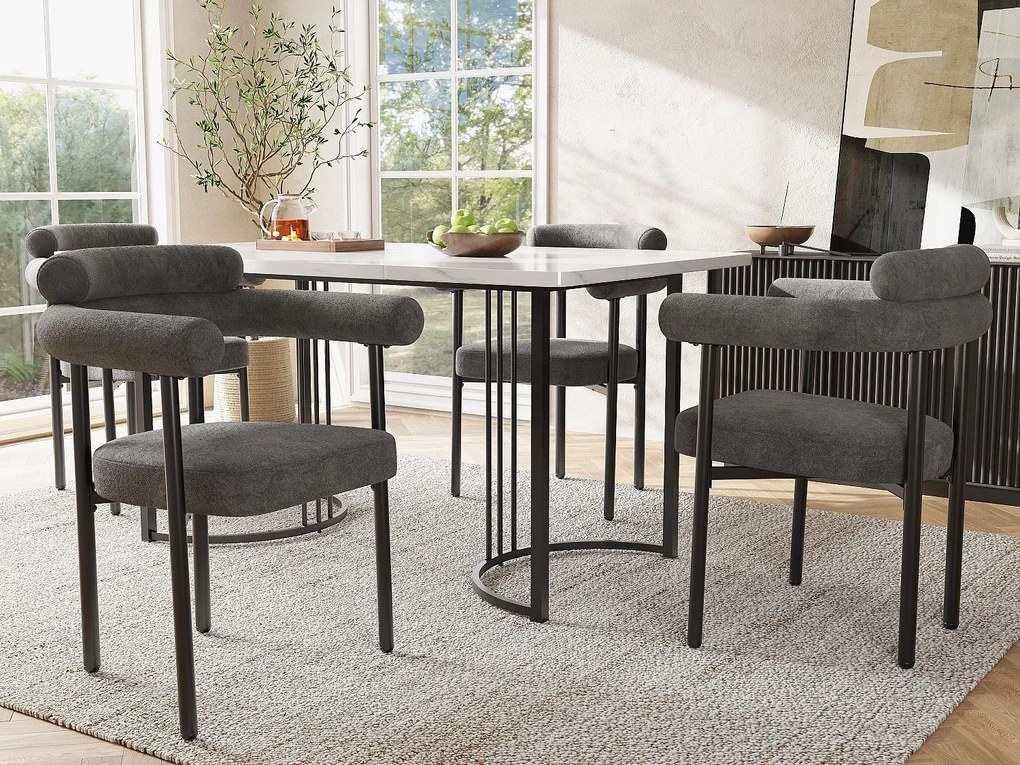 Zestaw 4 krzeseł z weluru - z podłokietnikami - Szary