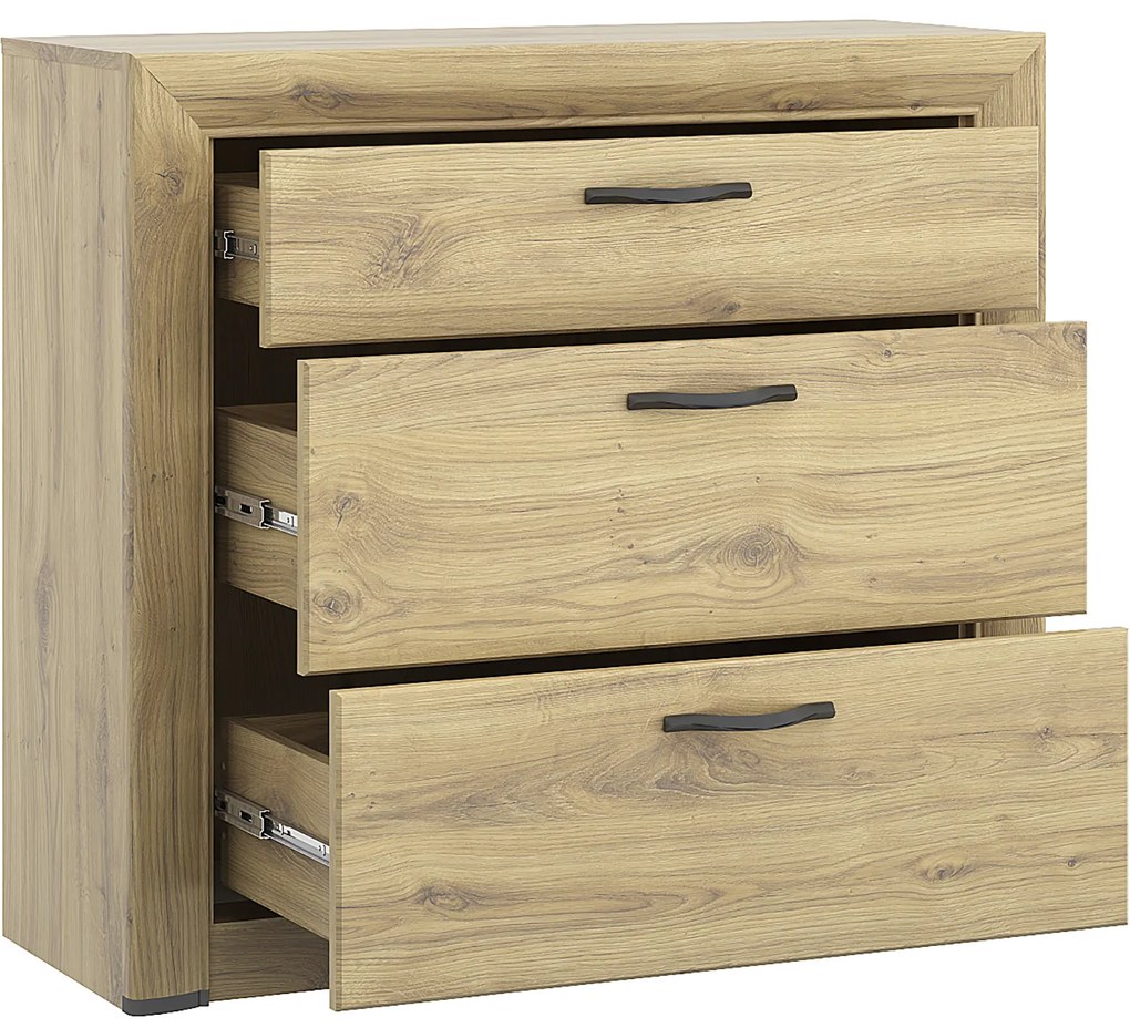 Komoda z Szufladami Drewniana do Salonu COVE 96 cm Dąb navarra Loft