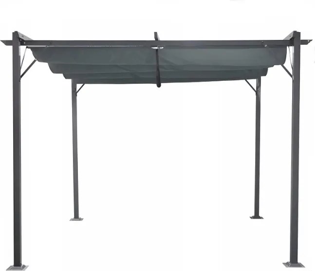 Pergola ogrodowa metalowa 3x3m z rozsuwanym dachem XT-3307, grafitowa