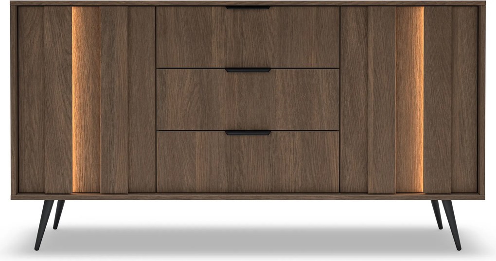 Komoda Flaro 153 cm z szufladami - dąb dunin