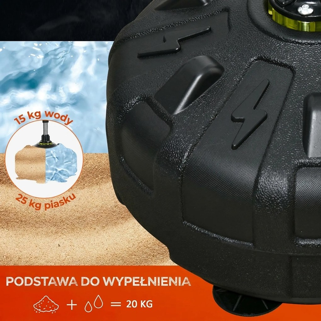 SPORTNOW Piłka treningowa, regulowana wysokość 147-165cm, podstawa do napełniania, Stal, Czerwony+Czarny+Biały