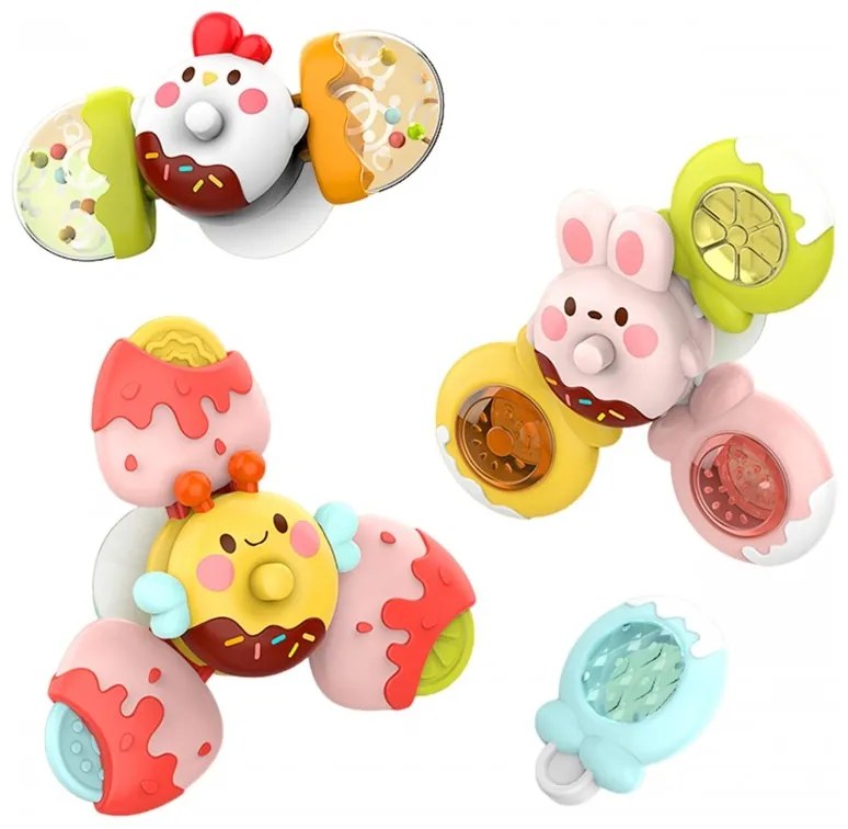 Woopie baby spinner zabawka sensoryczna pszczoła kurczak królik wymienne 3 szt.