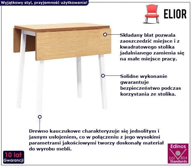 Stół jadalniany naturalne drewno i białe nogi - Himunir