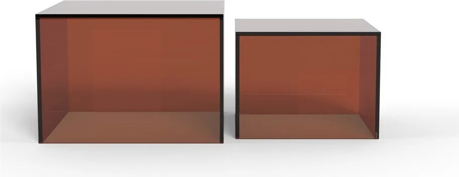 Brązowe szklane stoliki zestaw 2 szt. 50x50 cm Dice – Actona