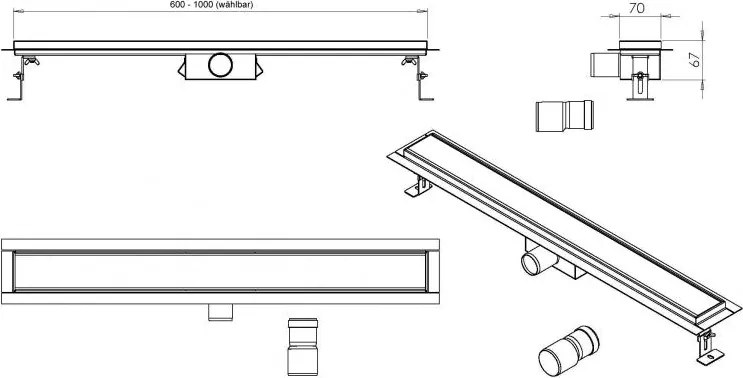 Odpływ liniowy GT02 stal nierdzewna