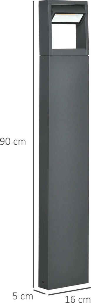 Outsunny Lampa Ogrodowa LED Regulowana Wodoodporna IP65 Oświetlenie Drogowe | Aosom PL