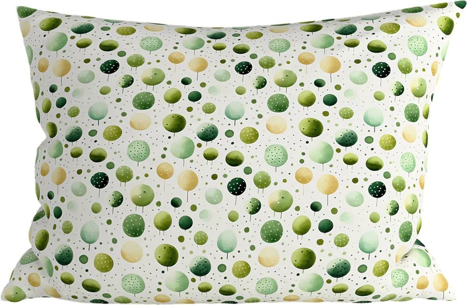 Poliestrowo-bawełniana poszewka na poduszkę GREEN TREES POLY 70x90 cm, zielona