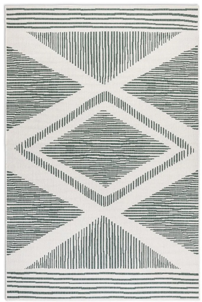 Dywan dwustronny zewnętrzny Gemini romby zielono-kremowy 80 cm x 150 cm