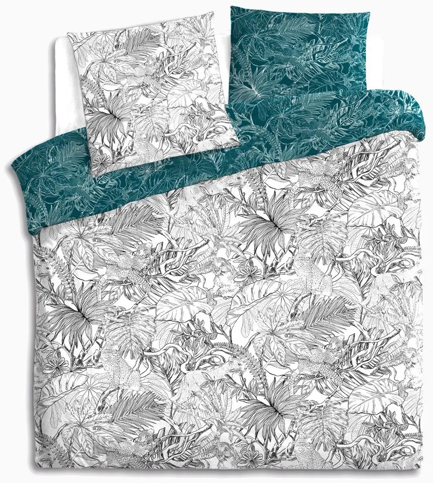 Komplet dwustronnej pościeli bawełnianej w piękny roślinny wzór w rozmiarze 240 cm x 220 cm