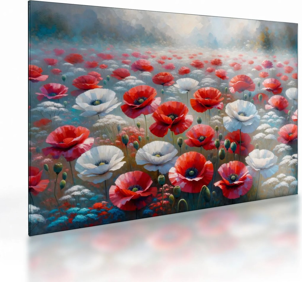 Obraz na szkle - Pole maków (70x50 cm)
