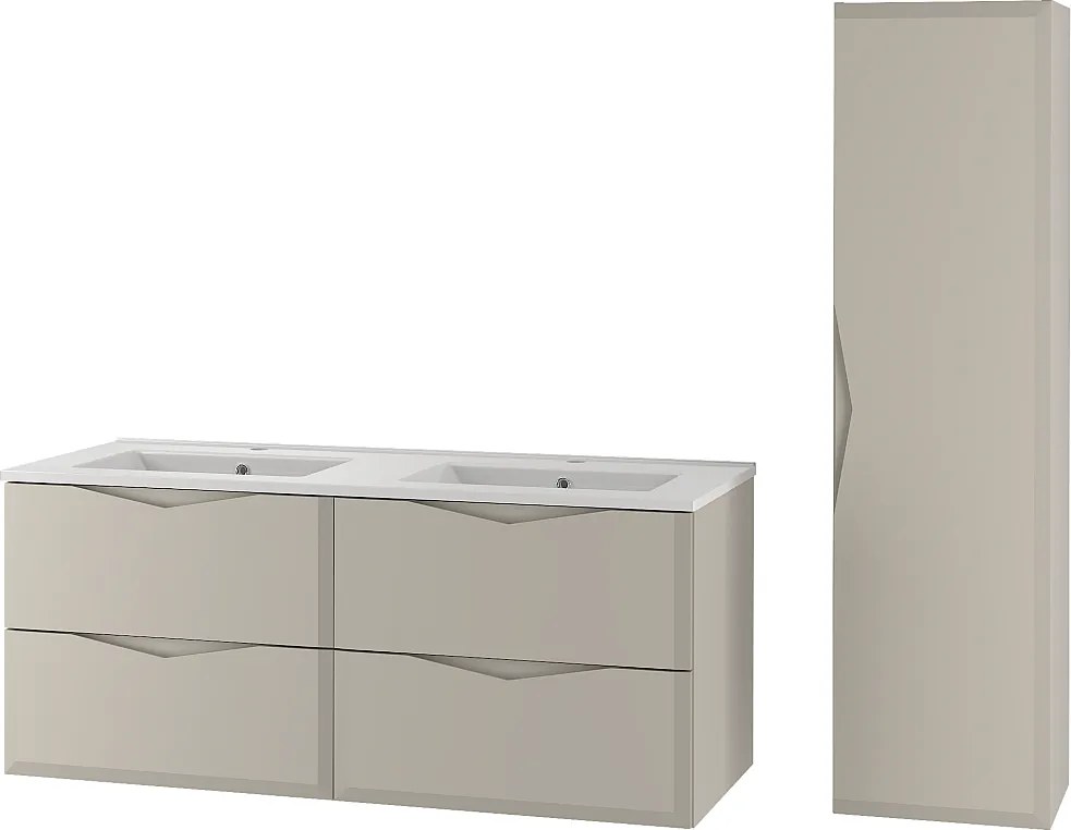 Kaszmirowy Zestaw Łazienkowy 120cm Szafka z Umywalką Słupek Delica