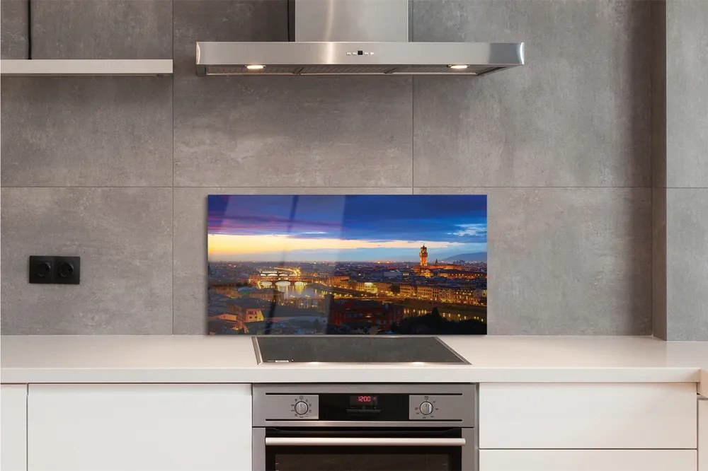 Panel szklany do Kuchni Światła Nocnych Mostów