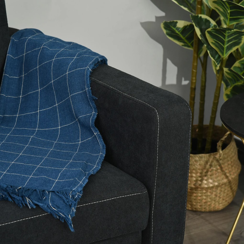 HOMCOM Sofa rozkładana 2 osobowa szezlong z tkaniny ciemnoszara do salonu nowoczesna | Aosom PL