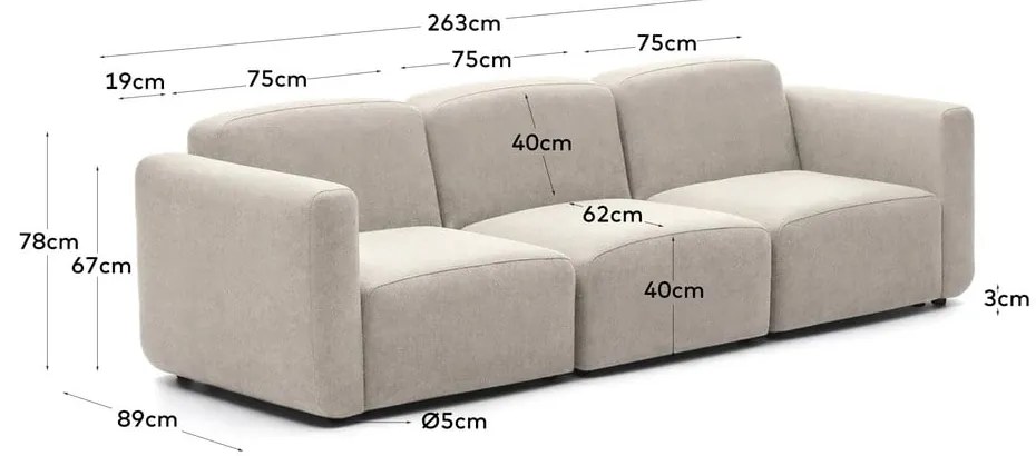 Beżowa sofa 263 cm Neom – Kave Home