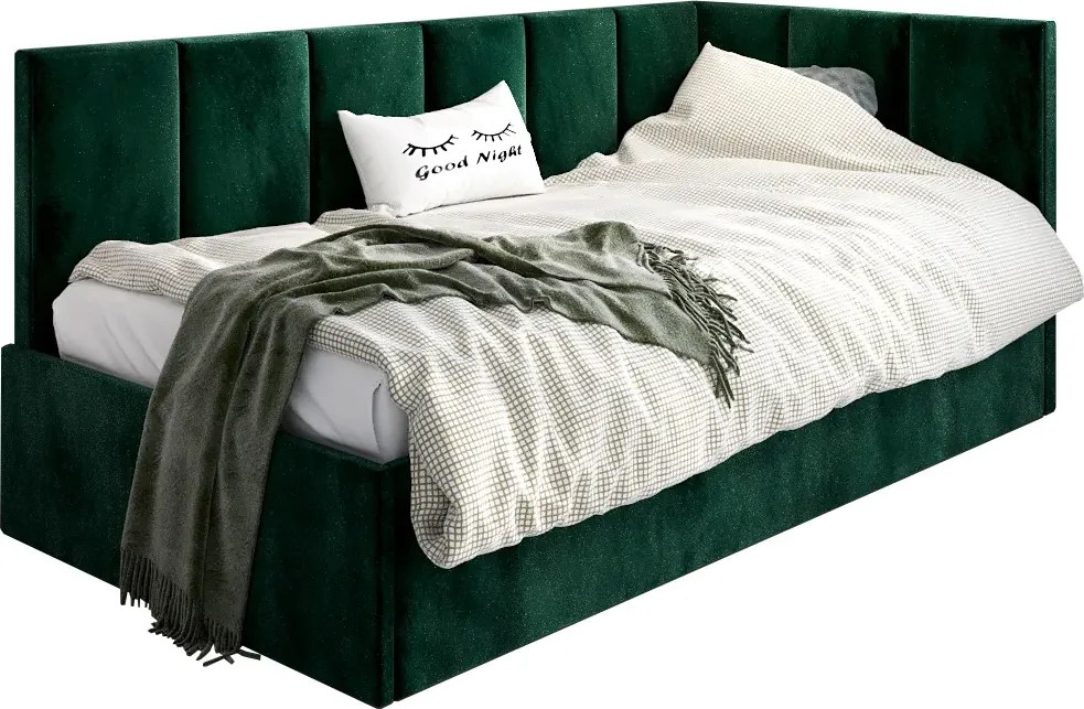 Zielone łóżko młodzieżowe z podnoszonym stelażem 90x200 P0-E37
