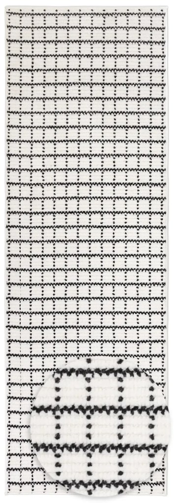 Dywan nowoczesny Jacky Kratka kremowo-szary 80 cm x 220 cm