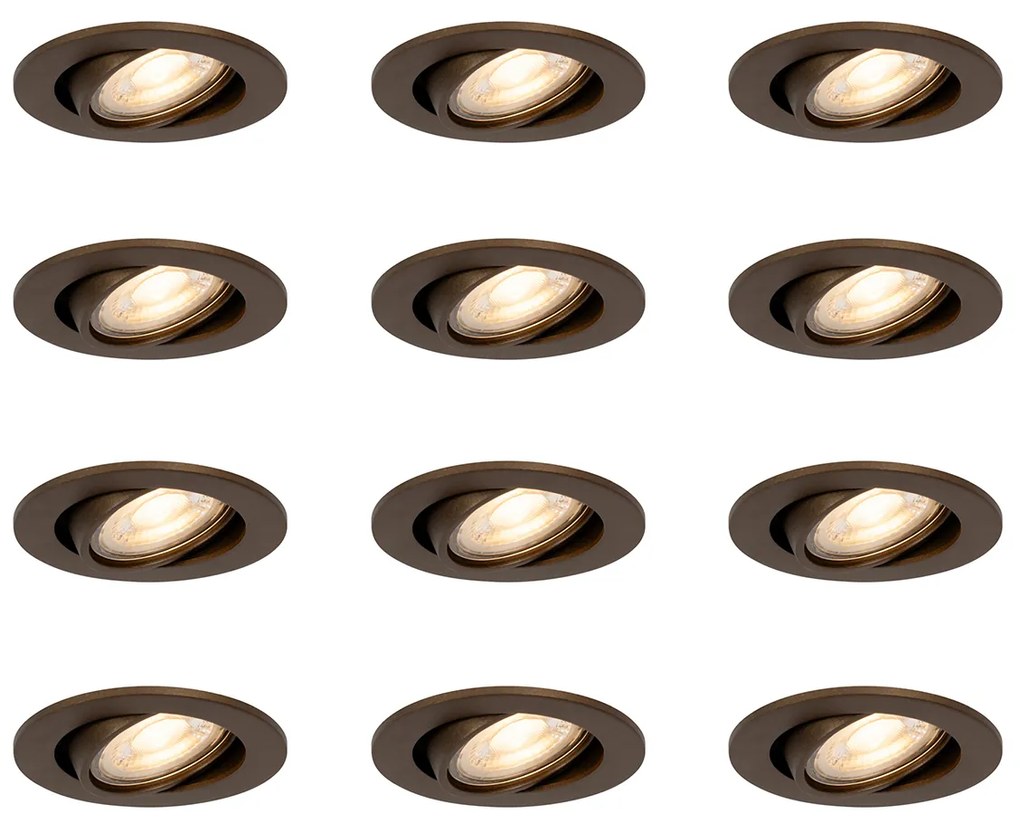 Zestaw 12 nowoczesnych, regulowanych reflektorów LED w kolorze ciemnego brązu - Cisco