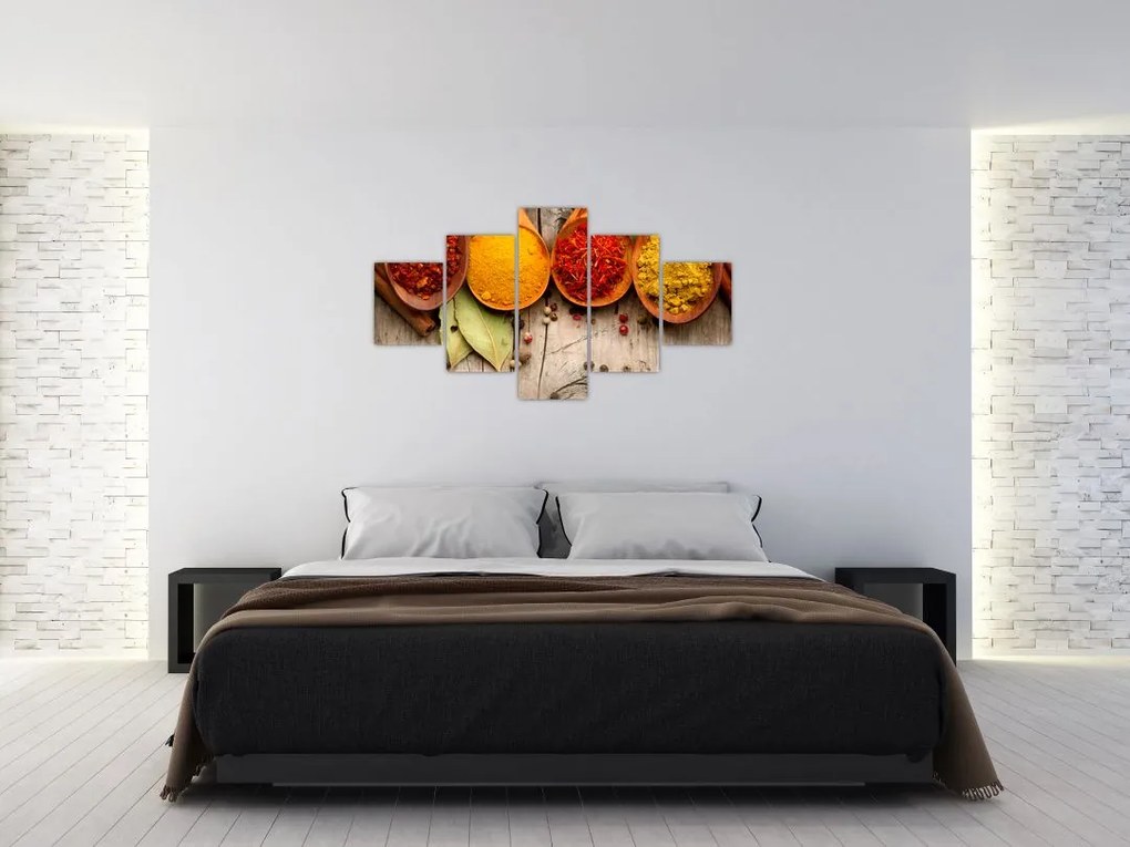 Obraz - Przyprawy na drewnie (125x70 cm)