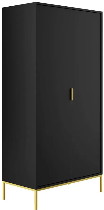 Czarna dwudrzwiowa szafa ze złotym stelażem M9-R24