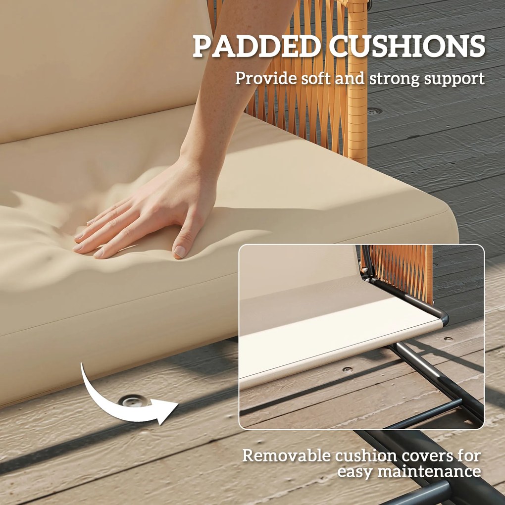 Outsunny Huśtawka ogrodowa, 3-osobowa z regulowanym daszkiem, zdejmowane oddychające poduszki | Aosom PL