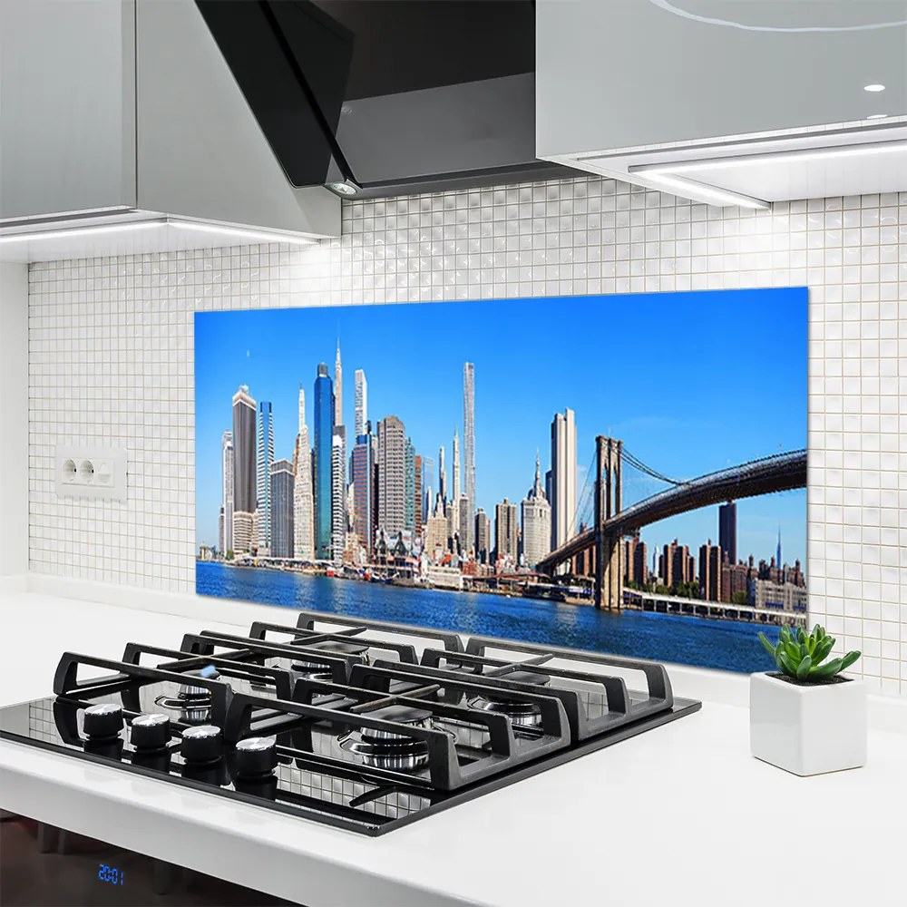 Panel Kuchenny Sylwetka Mostu Nad Rzeką