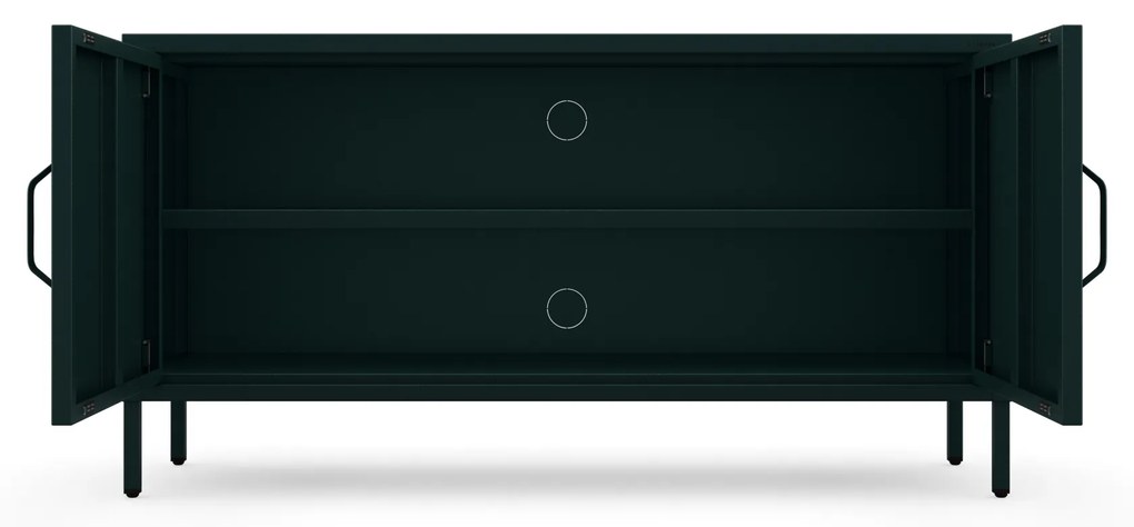 Szafka RTV metalowa na nóżkach butelkowa zieleń, 1150x595x400 mm: ROSA Modern