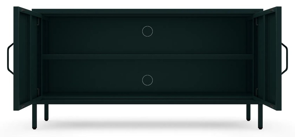 Szafka RTV metalowa na nóżkach butelkowa zieleń Modern ROSA, 1150 x 595 x 400 mm