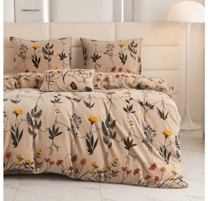 PrzytulneMieszkanie.pl PrzytulneMieszkanie.pl Pościel z mikropluszu HERBAR beżowa Rozmiar pościeli: 2 szt 70 x 90 cm | 200 x 220 cm