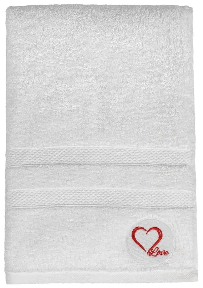 Biały bawełniany ręcznik kąpielowy frotte 70x140 cm Love – Foutastic