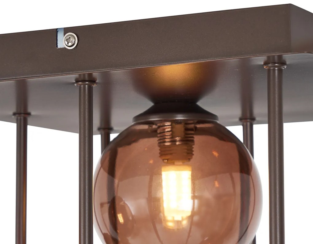 Designerska lampa sufitowa brązowa z brązowym szkłem 9-punktowa - Athens