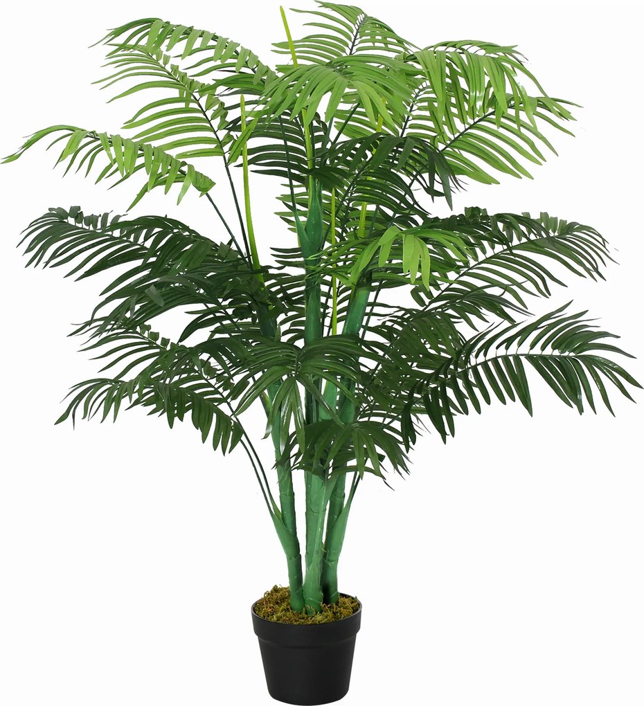 Outsunny Sztuczna palma 125cm duża sztuczna roślina z 18 liśćmi w doniczce do salonu i balkonu | Aosom PL