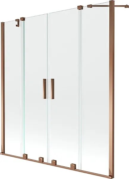 Mexen Velar Duo parawan nawannowy 2-skrzydłowy rozsuwany 160 x 150 cm, transparent, różowe złoto - 896-160-000-02-60