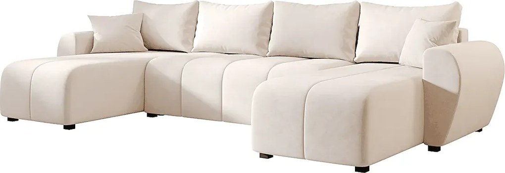 Kremowy narożnik z funkcją spania w kształcie U - Aurelix 4X