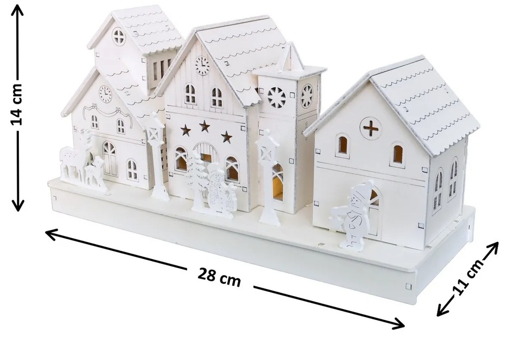 Świąteczna dekoracja świetlna Wioska, 28 x 14 x 11cm, LED