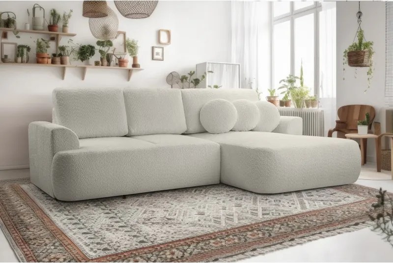 Narożnik VELO wolnostojący układ L strona Prawa z funkcją spania w tkaninie Coral 65