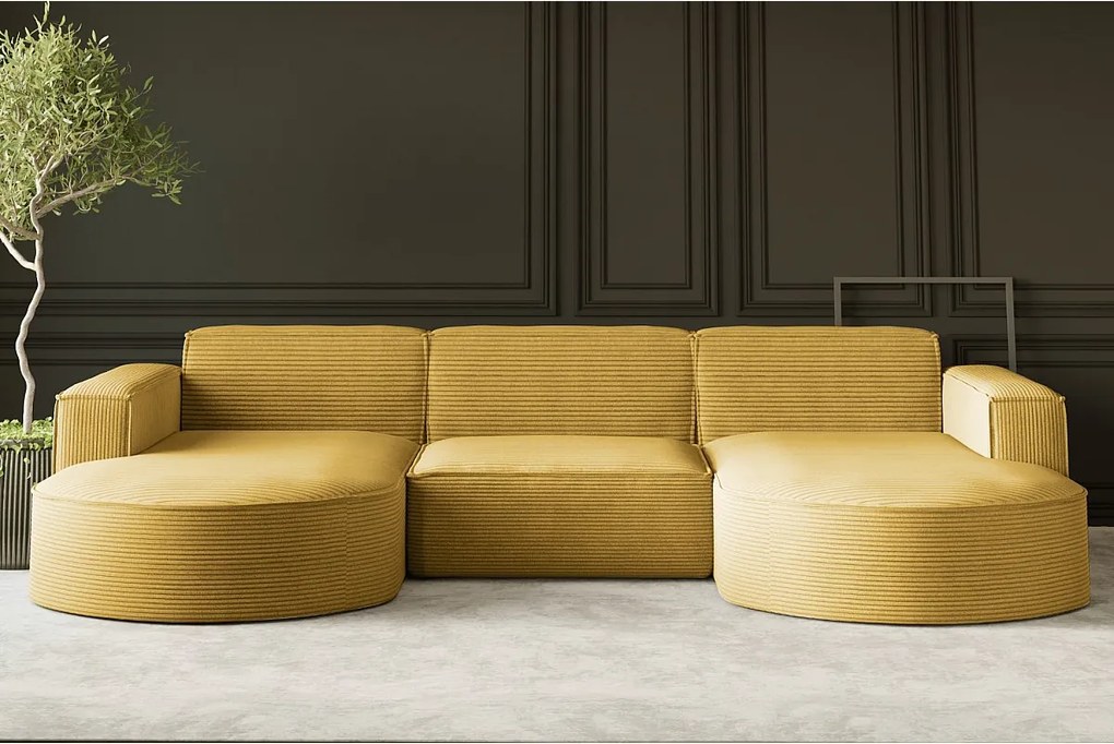 Narożnik Parma Studio U, do salonu, tkanina Poso, żółty (43)