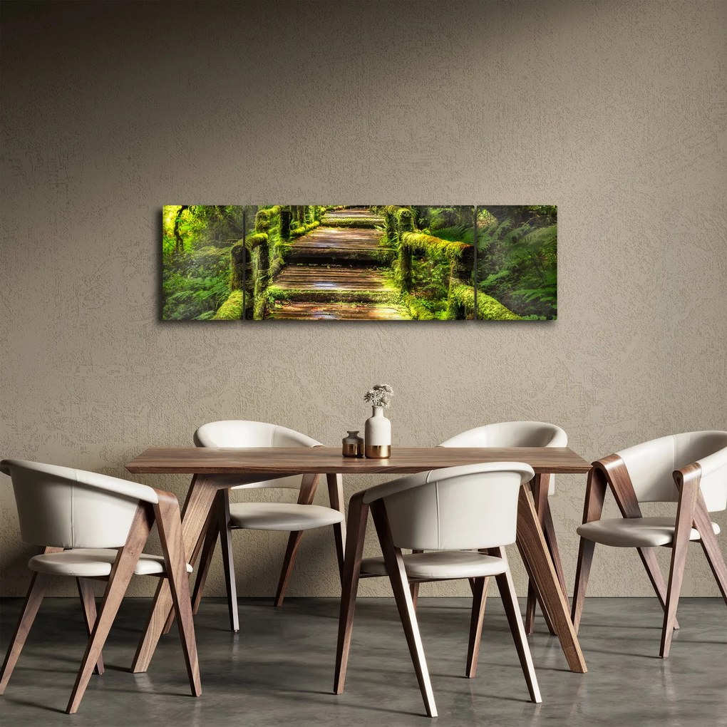 Obraz schodów w deszczowym pralesie (170x50 cm)