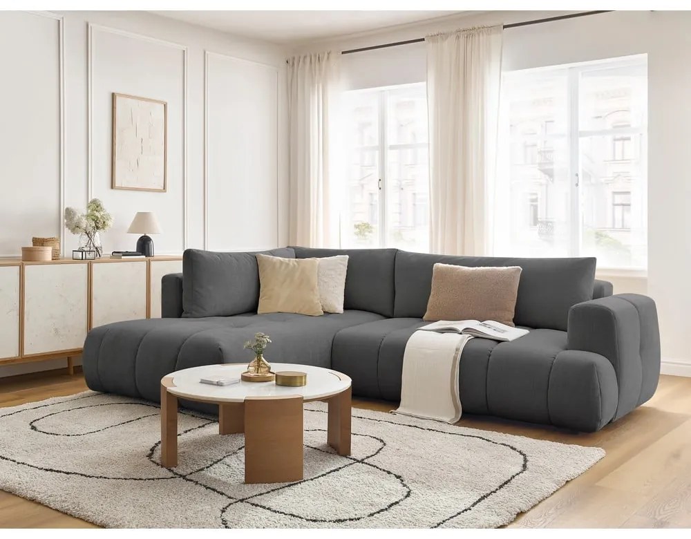 Ciemnoszary rozkładany/ze schowkiem narożnik (lewostronny/w kształcie litery L) Fuji – Bobochic Paris