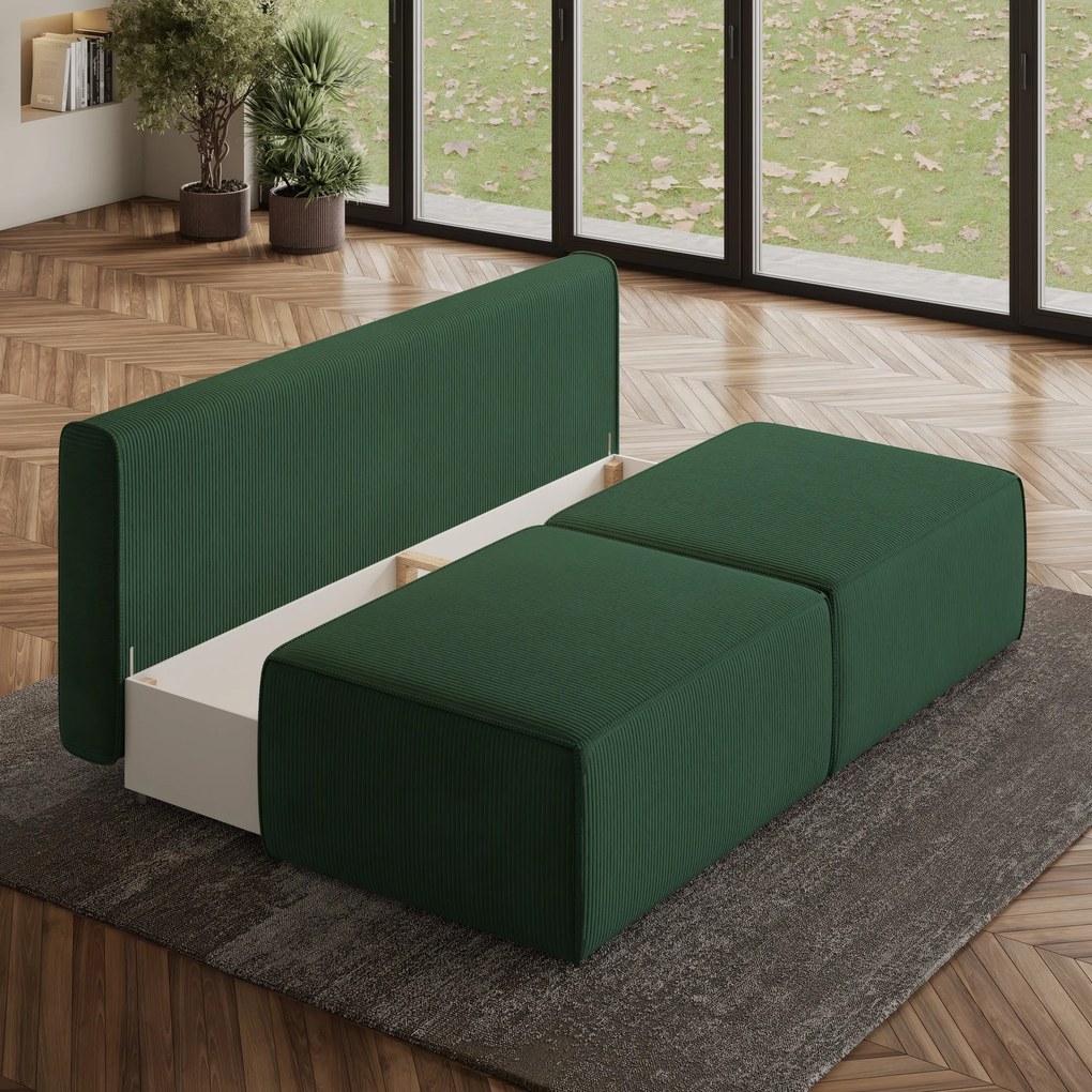 Masseno Narożnik VARNA z funkcją spania i pojemnikiem na pościel Narozniki L, Rozkładana sofa - Zielony, POSO 14