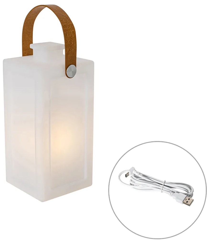 Zewnetrzna Nowoczesna lampa stołowa biała z efektem płomienia, ładowana, IP44 - StardDesignerski Oswietlenie zewnetrzne