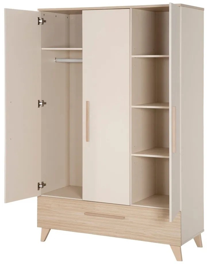 Kremowo-naturalna szafa dziecięca w dekorze dębu 118x190x52 cm Sidney – Roba